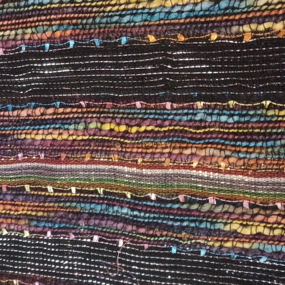 Multicolor Striped Scarf Shawl With Fringe And Sparkle - Picture 7 of 12